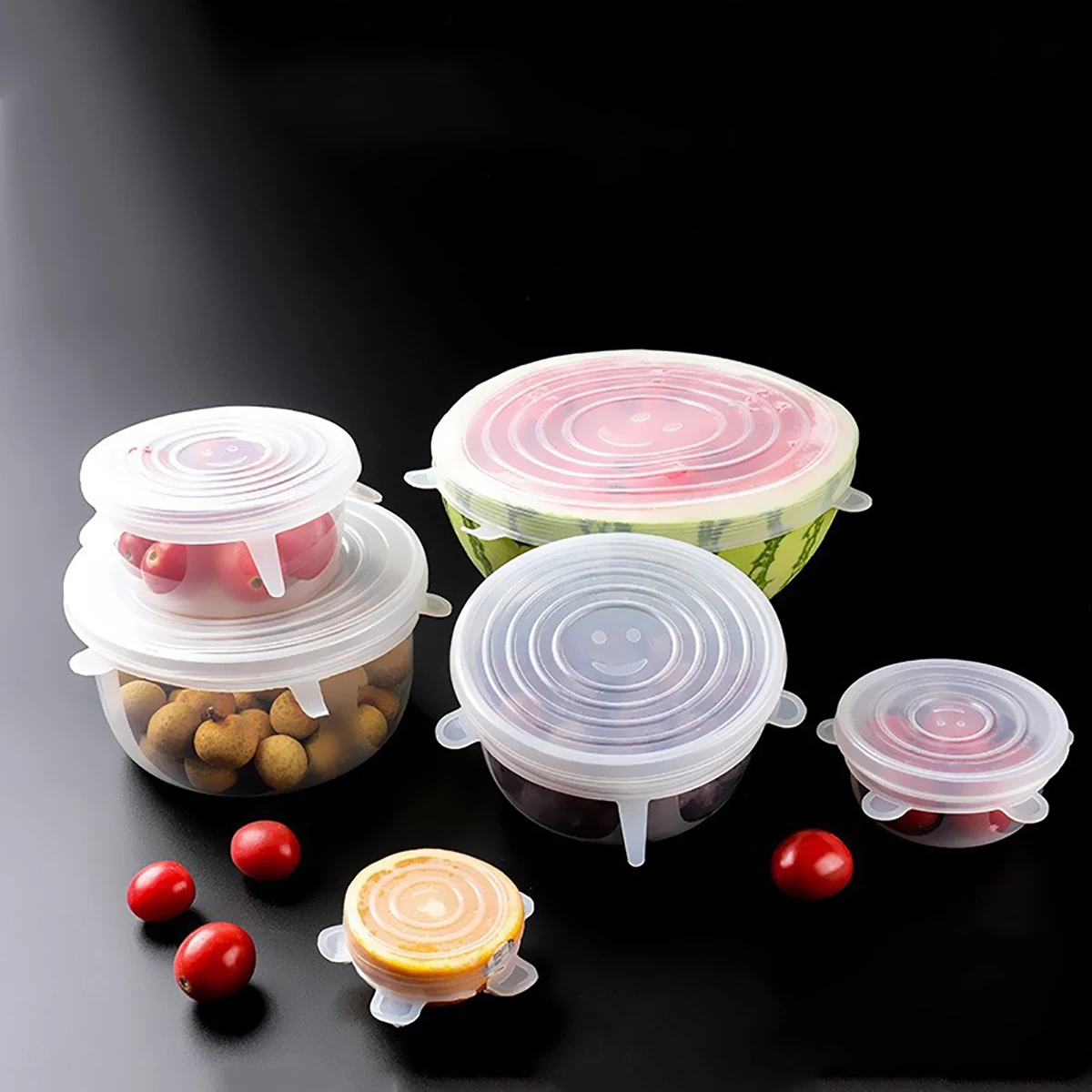 6 Pcs/Set Adjustable Elastic Silicone Caps Fresh-keeping Dustproof Sealing Cover Refrigerator Storage Anti Odor Tool Bowl Lid