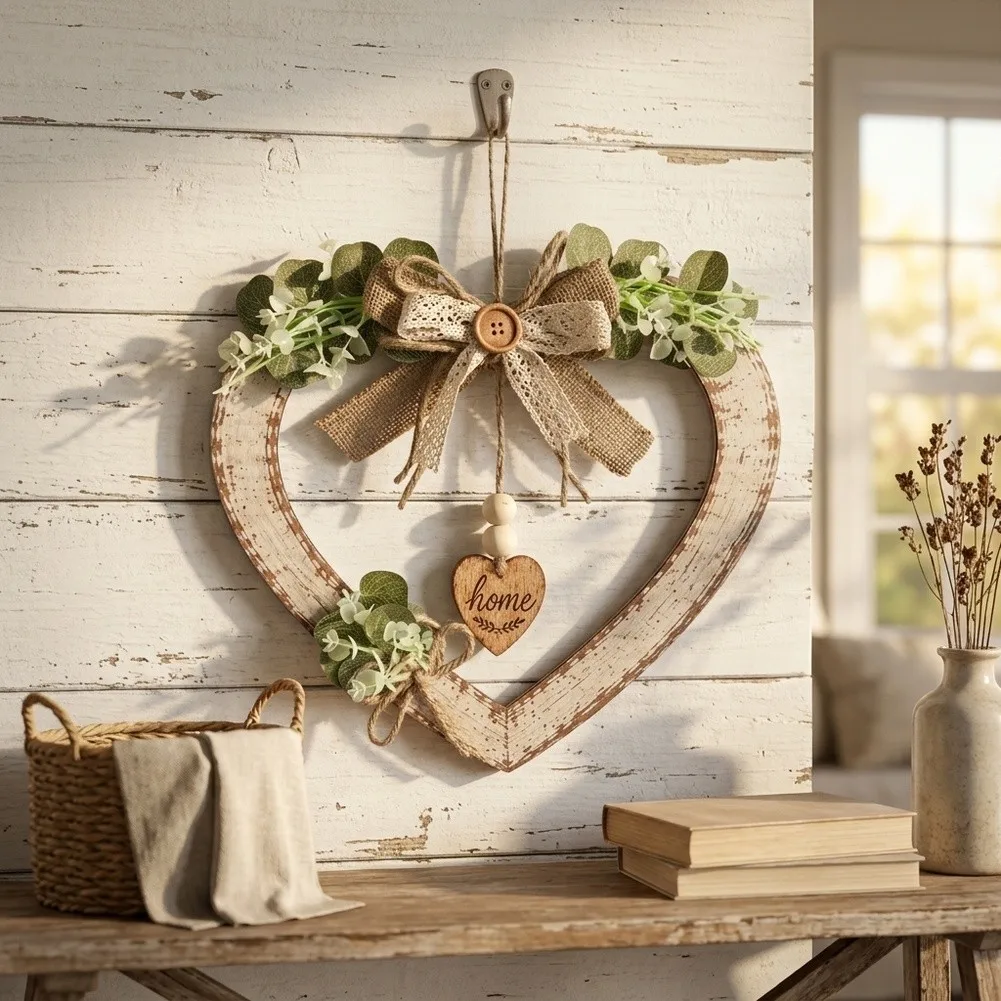 Rustic Heart Ornament For Home Wooden Heart Ornament Heart Wall Decor Year Round Decoration Timeless Farmhouse Look