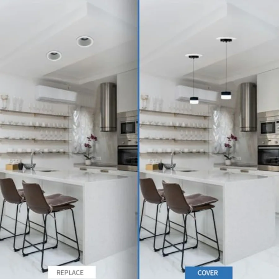 5/6" Instant Recessed Can Light Conversion Kit to Pendant LightHanging Light Upgrade for Ceiling Fan Light Fixture White Finish view 6