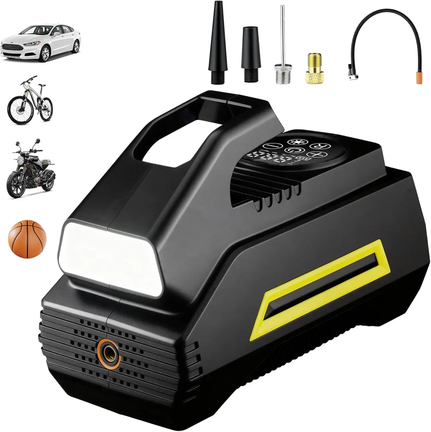 

Portable Tire Inflator 150PSI Air Compressor with Digital Gauge & LED Light, Auto Shut-off for Cars, Motorcycles, Bikes