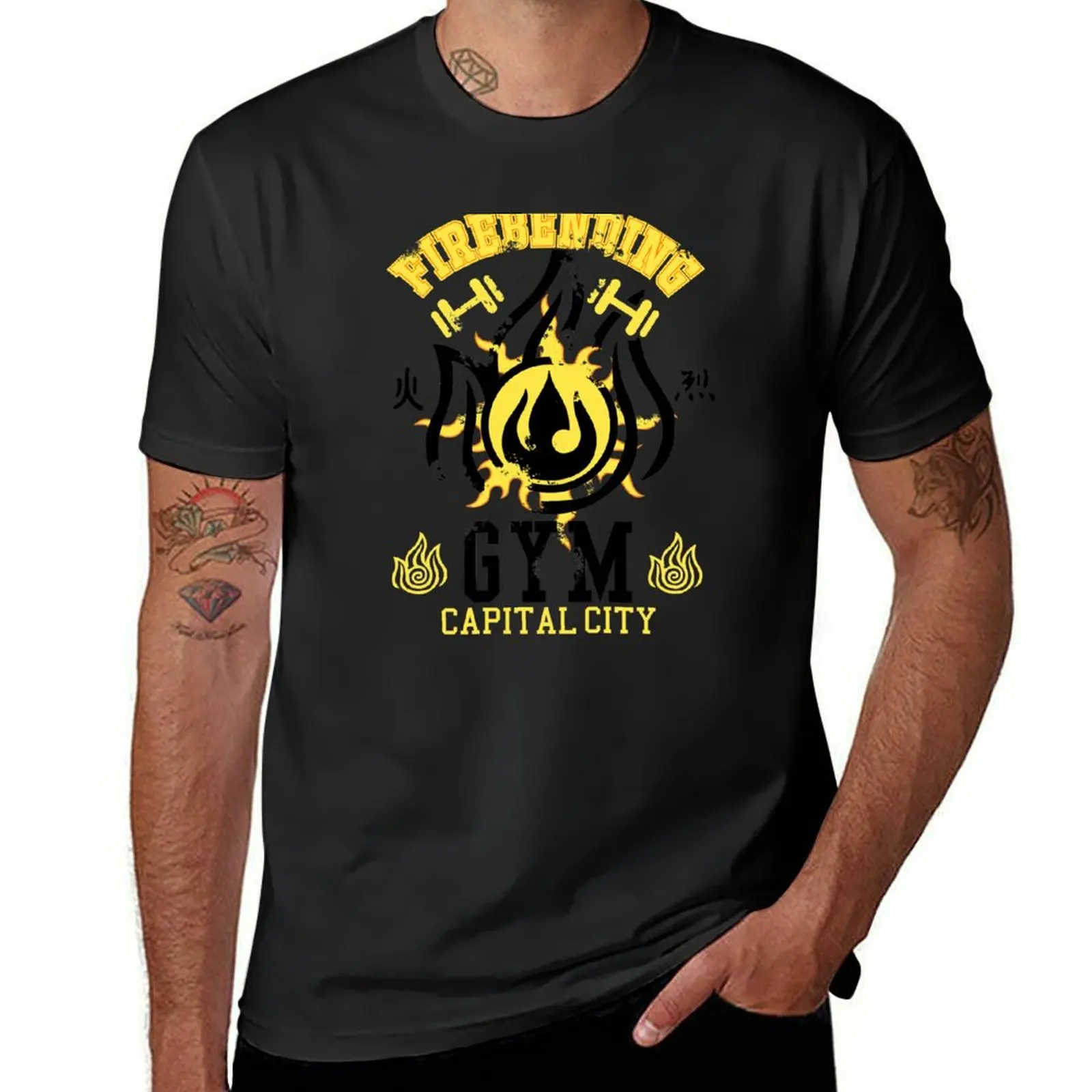 Firebending Gym T-Shirt boys whites summer clothes customs slim fit t shirts for men