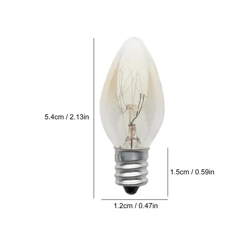 E12 Light Bulb 220V 10W Transparent Warm Color C7 Incandescent Tungsten Night Lamp Bulb Edison Retro Candle Light Blubs