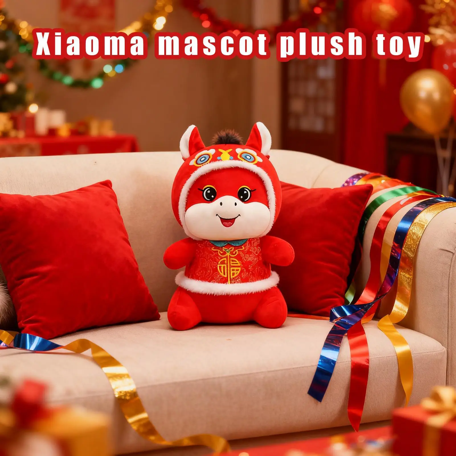 

Новогодняя плюшевая кукла с изображением лошади, китайский зодиак, пони, год лошади, счастливый талисман, плюшевые игрушки, весенний фестиваль, украшения, подарки 2026