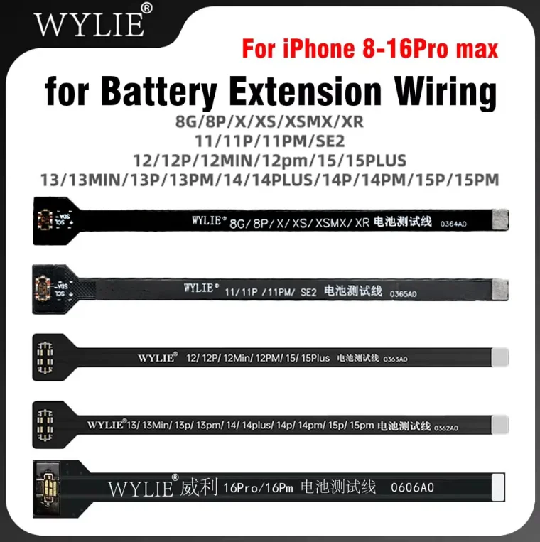 WYLIE Battery Extension Tester Flex Cable for IPhone 8 8P X XS XSM XR 12 13 14 16Pro Max Phone Repair Tool Sets