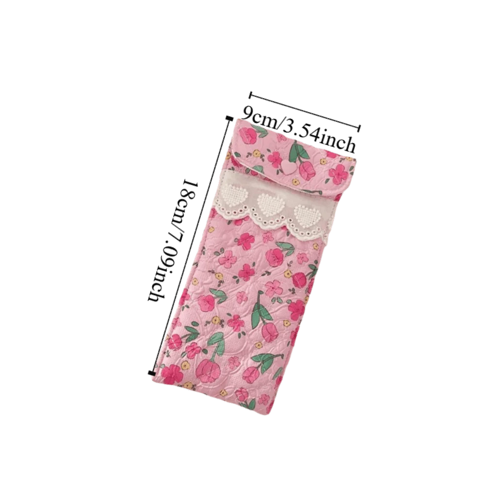 Хлопковая сумка для хранения очков в корейском стиле, милая кружевная сумка для губной помады в форме сердца, многофункциональная сумка для солнцезащитных очков, милый футляр для очков