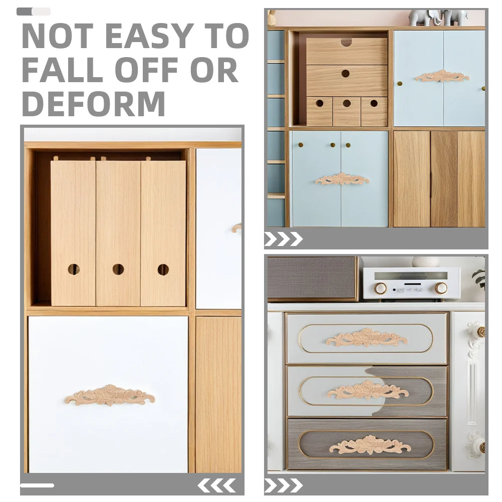 6 pezzi di applique intagliate in legno durevoli, design floreale non verniciato per mobili, progetti di decorazioni fai da te, applique in legno intagliato