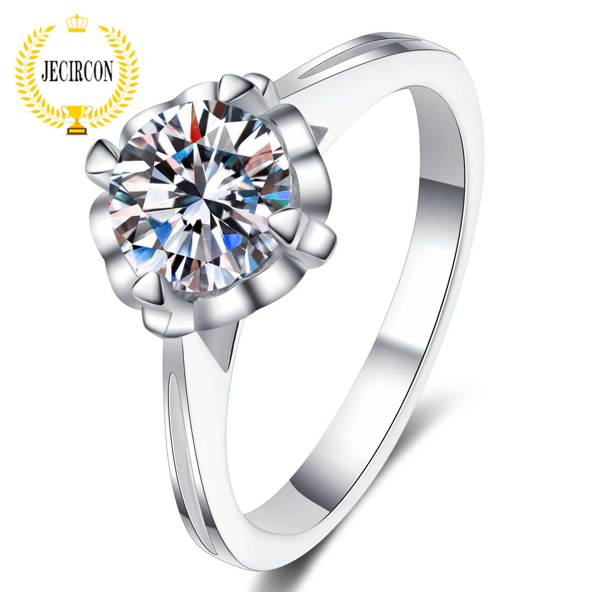 

JECIRCON Ring for Women 925 Sterling Silver Plated PT950 Women's Moissanite Love Tori Ring Daily Versatile Gift to Girlfriend