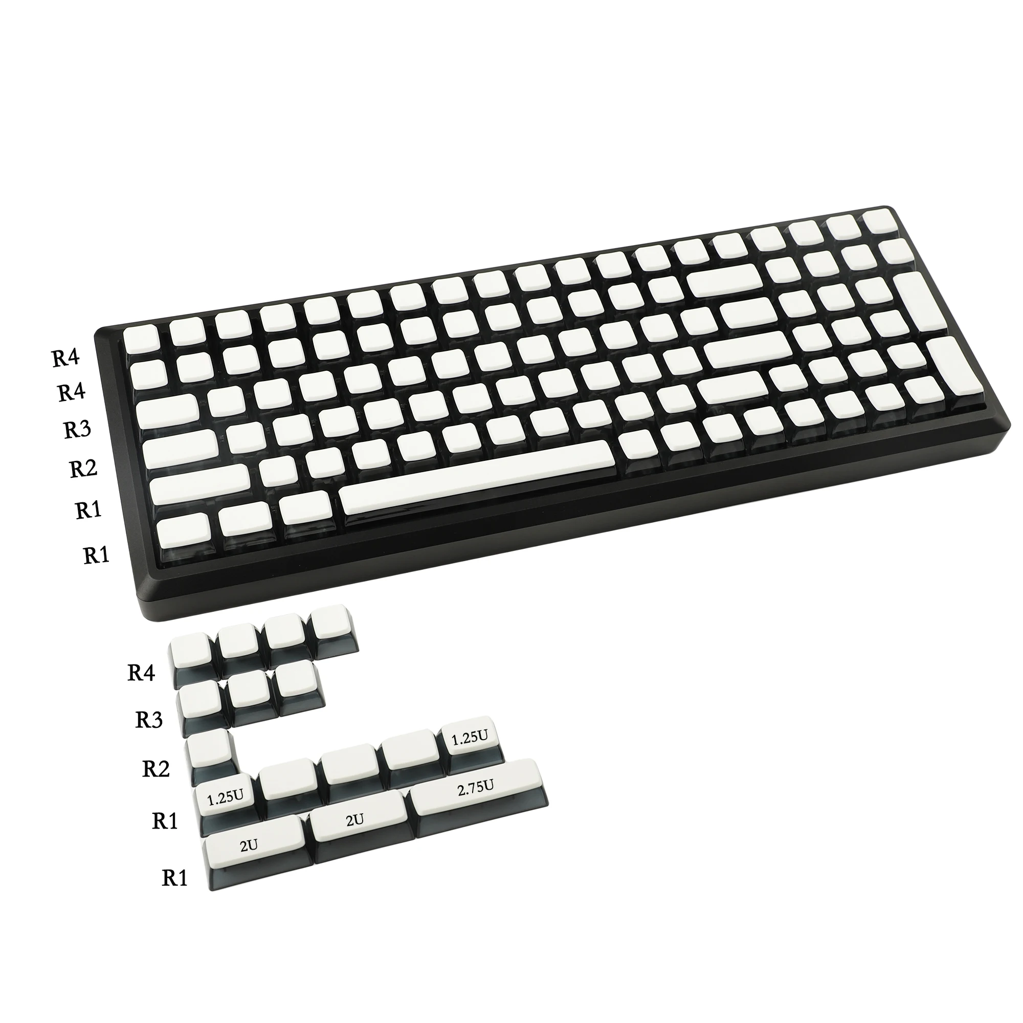 Pudding retroilluminato 116 tasti ASA Profile Blank Smoky PBT Keycaps per 104 96 87 84 68 MX tastiera meccanica