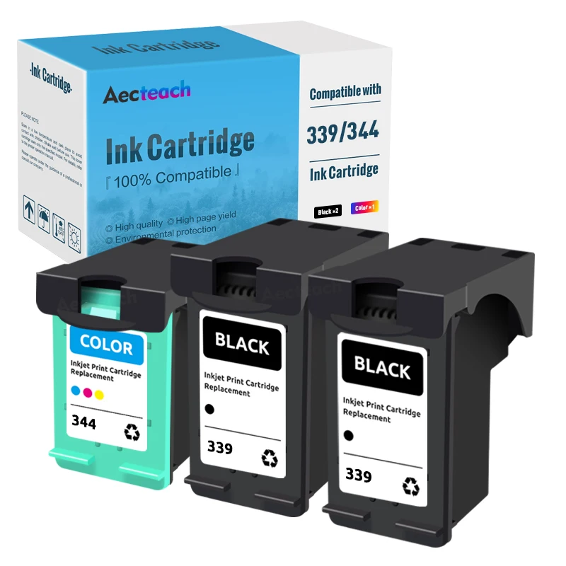 Aecteach Ink Cartridge Compatible For HP 339 HP344 For HP339 Officejet 7210 7313 7410 Photosmart 2575 2610 2710 8050 Printer