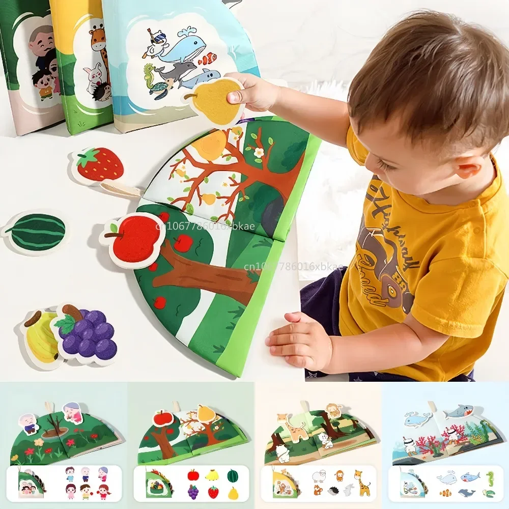 Montessori Baby Toys Tear Cloth Book Matching Picture Repeatedly Tear Paste Puzzle Early Education Cognition juguetes para bebé