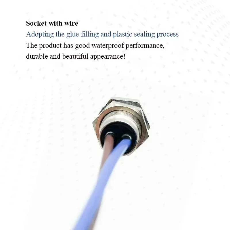 M12 4 5 8 12 Pin Waterproof Aviation Socket with 20CM Wire IP68 Male Female Connector Cable Open 12mm/16mm Panel Mount Sockets