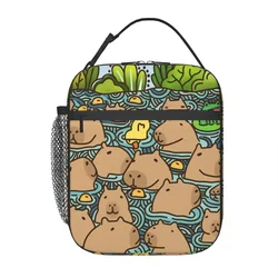 A Pond Full Of Capybara Insulated Lunch Bag for Women Leakproof Thermal Cooler Bento Box Kids School Children