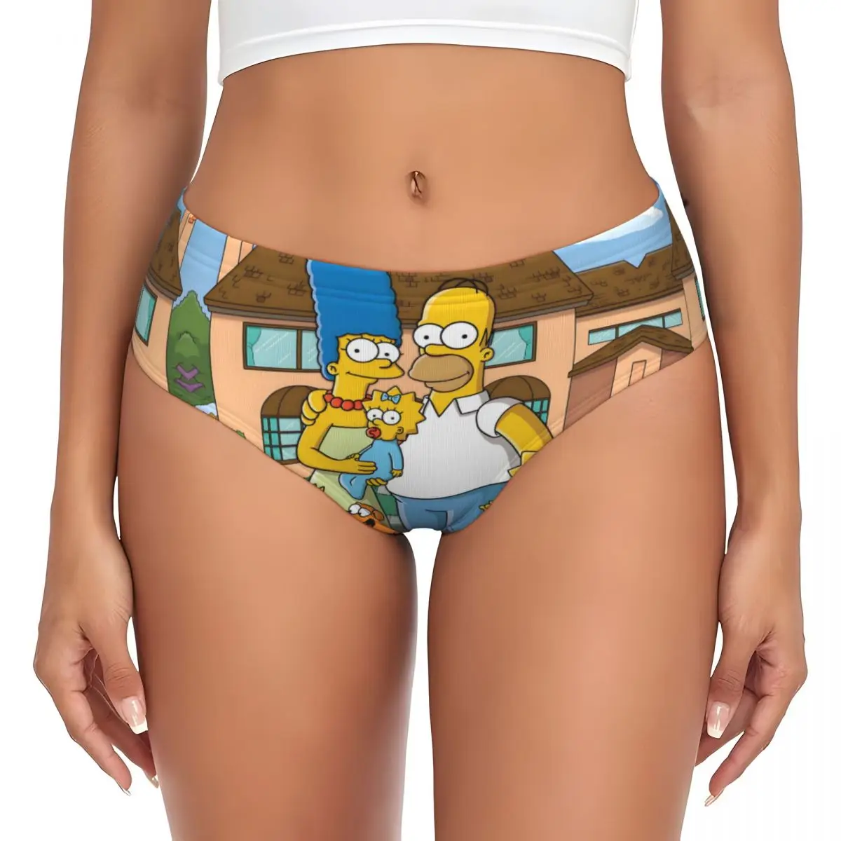 مخصص S-Simpsones الكرتون الأسرة مضحك سراويل قصيرة النساء تمتد الفيلم الملابس الداخلية