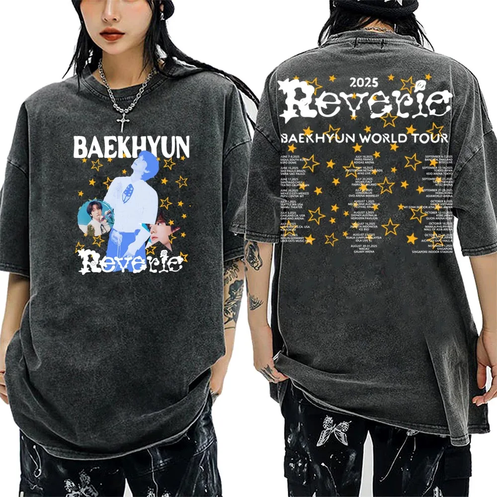 

Рубашка Baekhyun Reverie World Tour 2025 для девочек, хлопковая летняя футболка