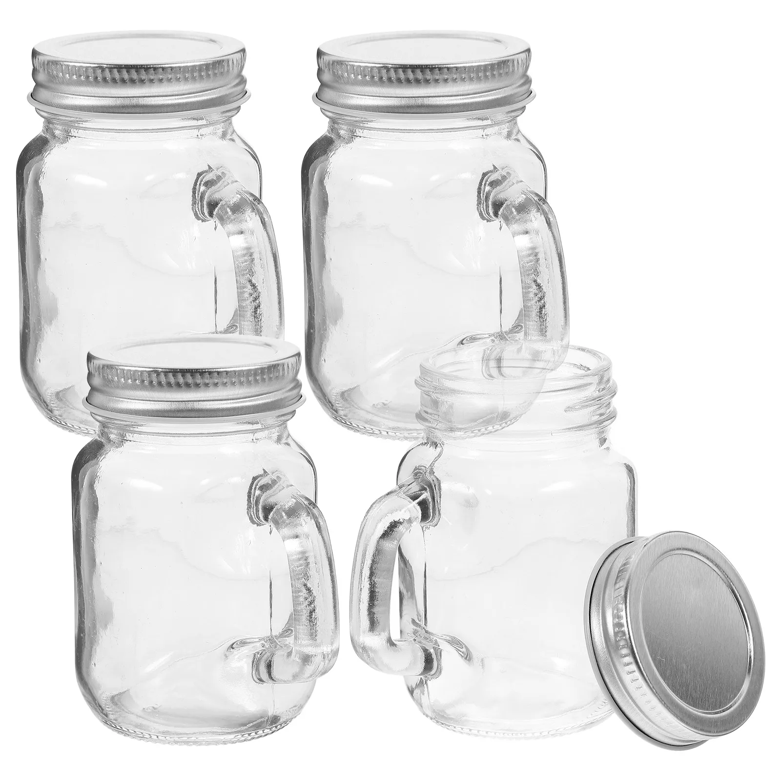

4 Pcs Mini Mason Jars Reusable Airtight Small Lid Handles Bottle Jam with Clear Glass Sealing Lids Sealed