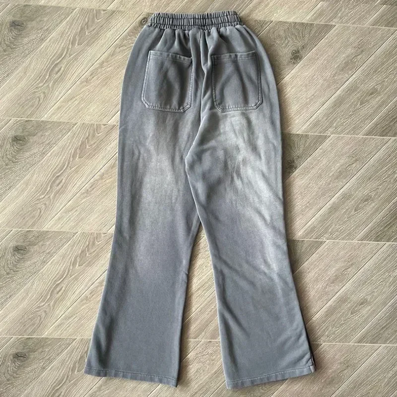 2024ss Washed Grey Mens Pants Best Quality Jogger Drawstring Sweatpants Women Oversized Pants