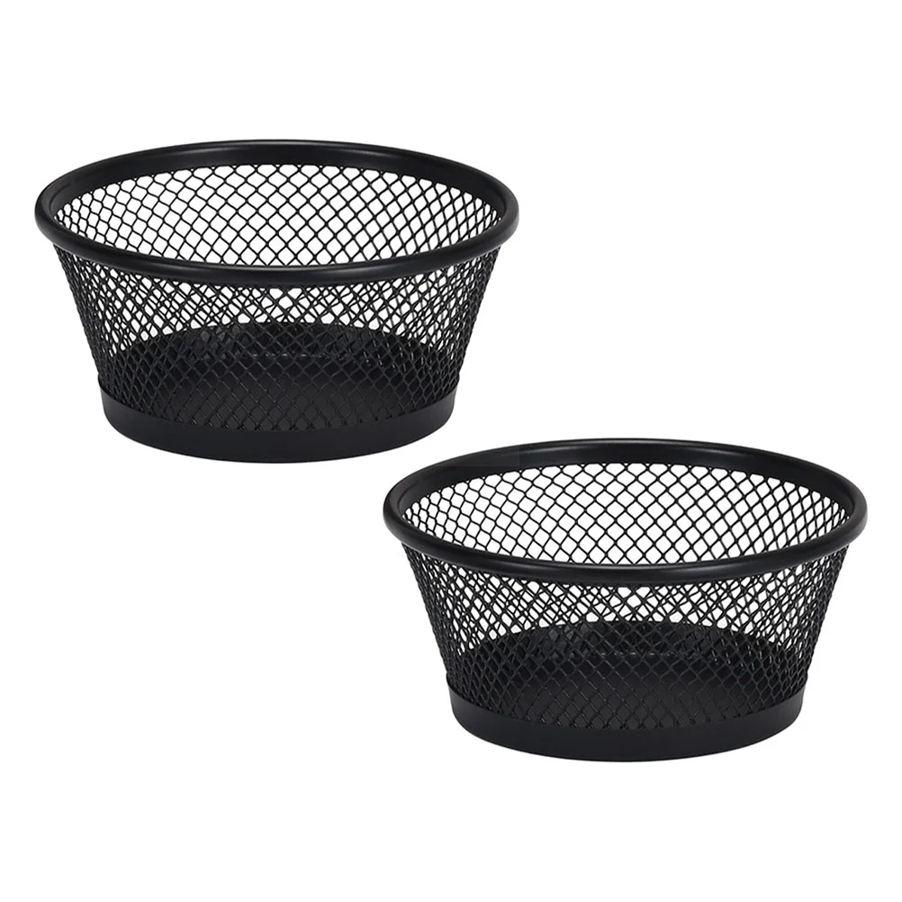 

2 Pcs Paper Clip Storage Bucket Clips for Hair Cup Binder Dispenser Drawer Mesh Wrought Iron Holder Office