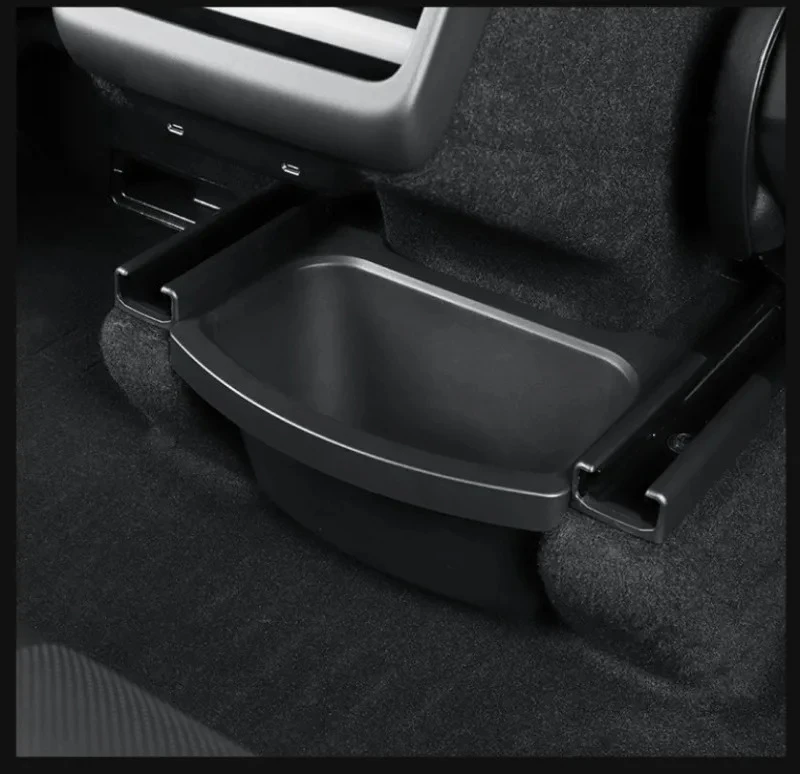 Für Tesla Model Y Juniper 2026 TPE Hintere Mittelkonsole Aufbewahrungsbox Organizer mit Abdeckung Mülleimer Unter dem Sitz Auto-Zubehör – Detail 13