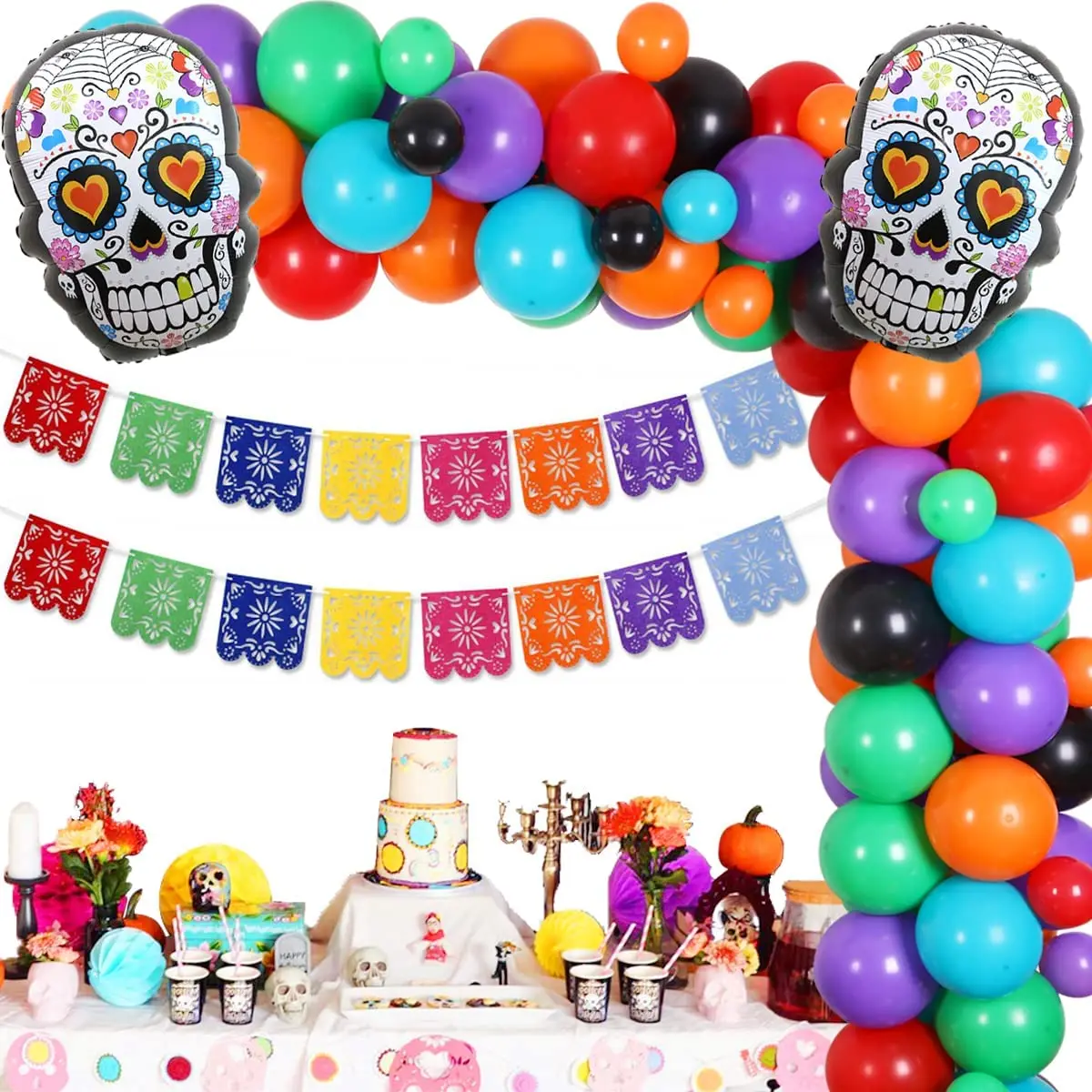 

Funmemoir Mexican Day of The Dead Party Decorations Dia De Los Muertos Skull Balloon Garland Kit Day of The Dead Party Supplies