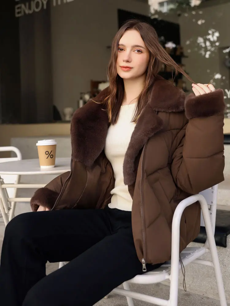 Vielleicht 新しい女性の冬のパーカー服厚いジャケットカジュアル取り外し可能なスリーブショートファーターンダウン襟冬コート生き抜く