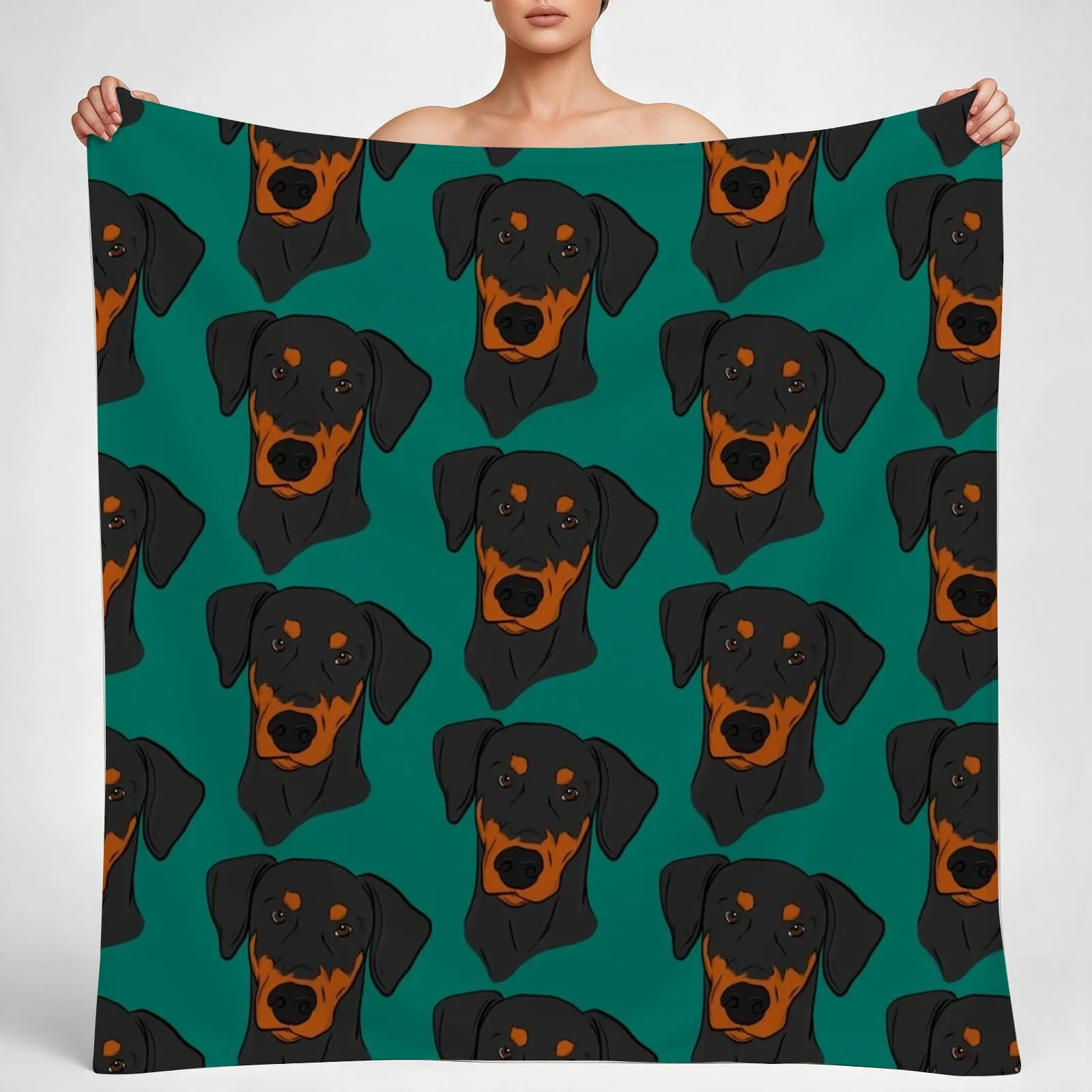 Doberman Throw Blanket couch cozy soft plush fuzzy picnic outdoor blanket