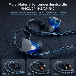 KBEAR ST12 IEM Cable 8 Core Balanced Headphone Cable Silver-Plated 2PIN/QDC/MMCX Cable Connect For KZ EDX HIFI Earphones Headset