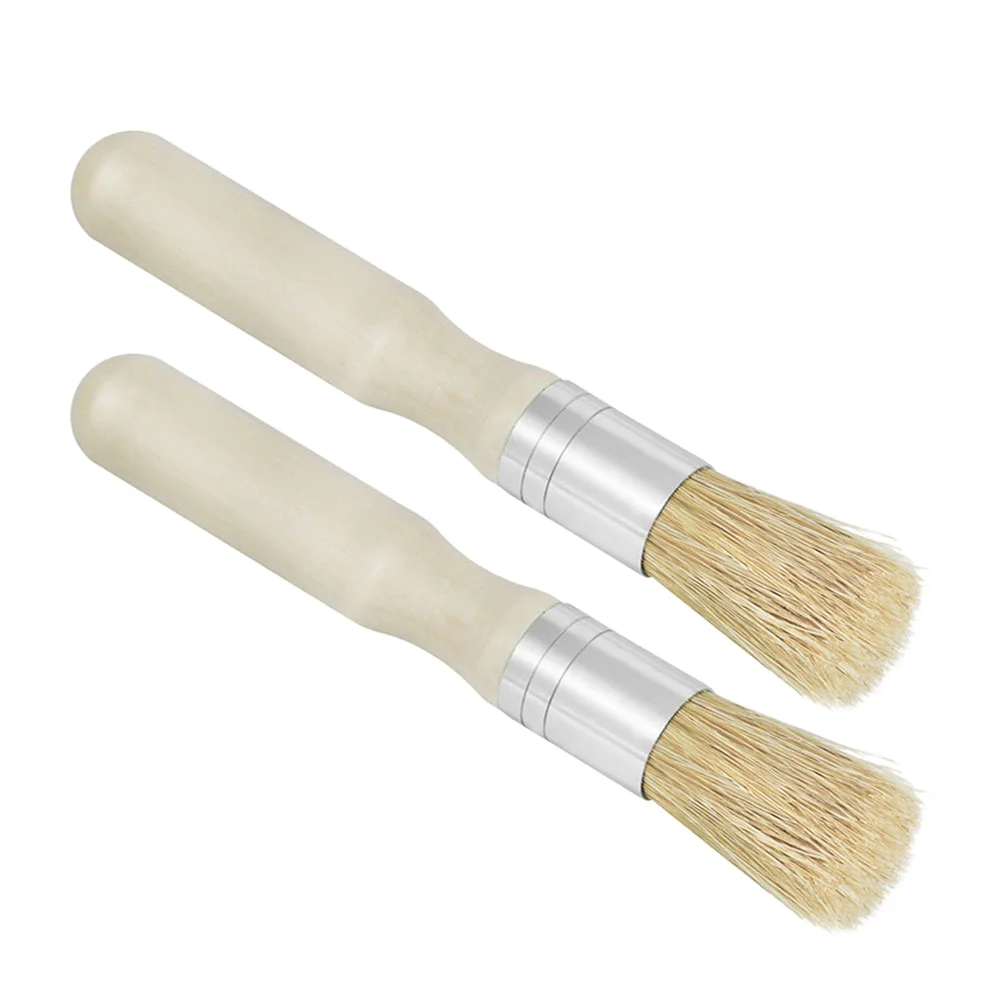 

2 Pcs Fine Workmanship Brush Acrylic Major Comfortable Grip Painting Tool Bamboo Bristle Pig Mane