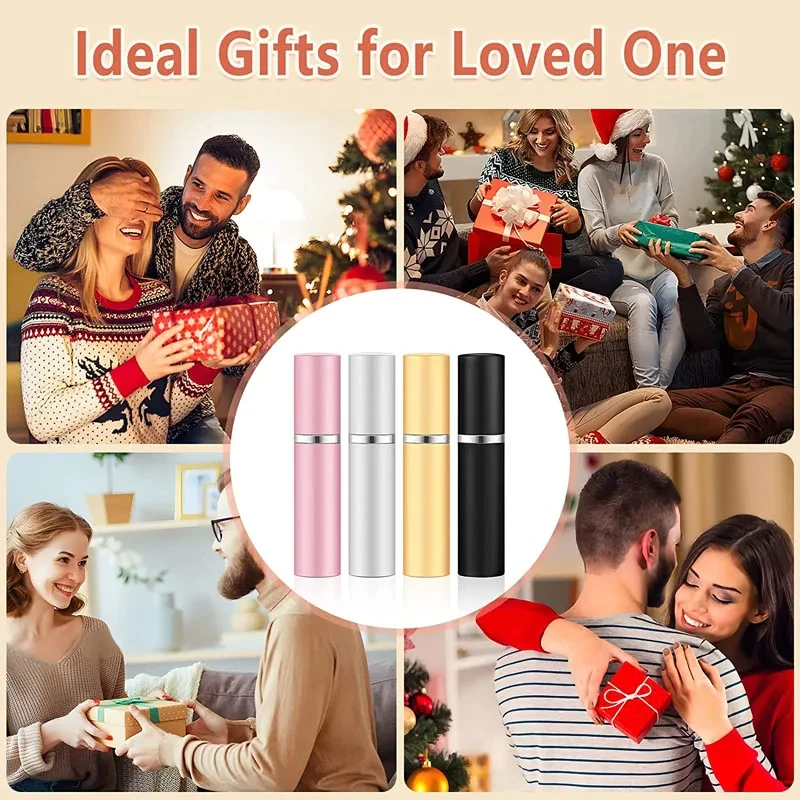4pcs+4 Accessories 5ml Refillable Portable Mini Perfume Atomizer with 4 Spray Bottles, 2 Funnels, 2 Dispensing Shenanigans