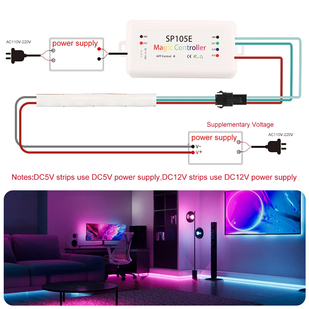 Fita LED COB flexível, WS2812B, DC5V, 12V, WS2812, RGB endereçável individualmente, 5mm, 160Leds/m, alta densidade, luz de pixel