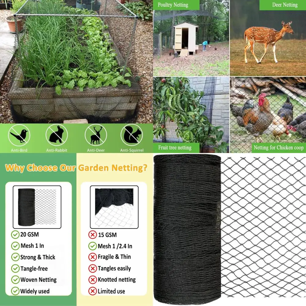 

Сетка садовая усиленная 50x50 футов для защиты от вредителей и животных - идеально подходит для фруктовых деревьев, овощей и домашней птицы
