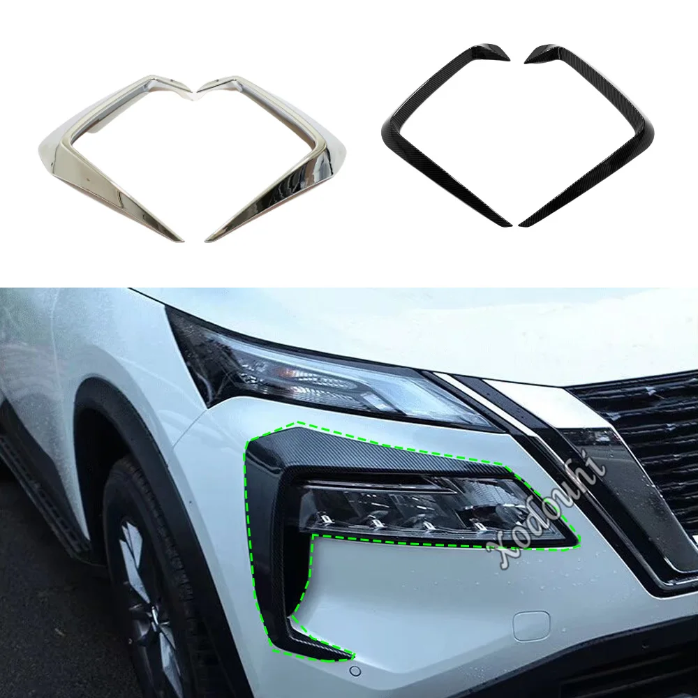 

Car Front Fog Light Lamp Stick Spoiler Eyebrow Eyelid Strip Trim Auto Accessories For Nissan X-trail Xtrail Rogue 2021 2022 2023