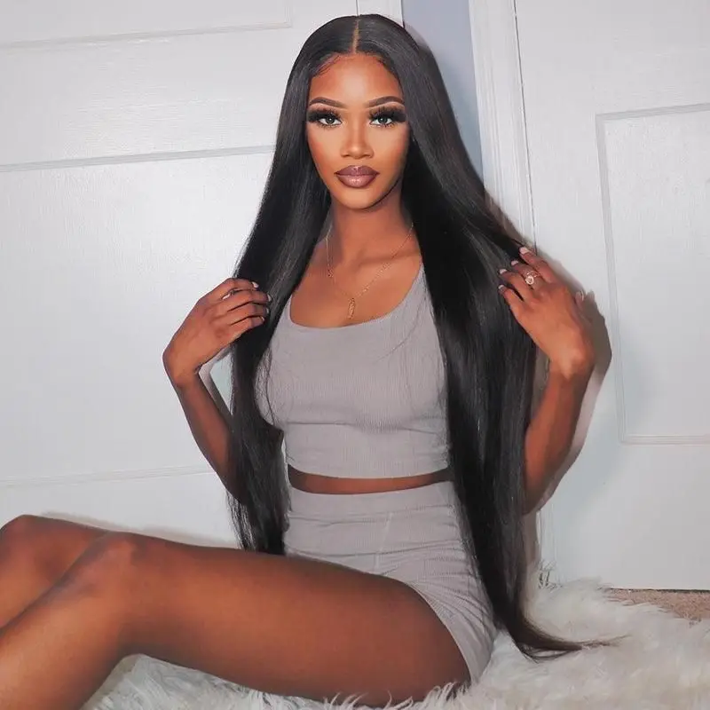 

Transparent 40 inch lace front bone straight brazilian cheap wigs on sale 13x6 hd lace frontal human hair wig for women choice