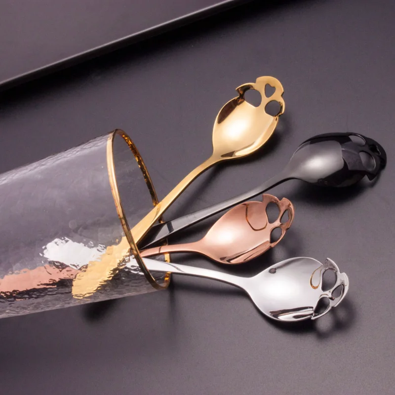 

Stainless Steel coffee Scoop Skull shape Dessert Spoon Food Grade Ice Cream Candy Tea Tableware Drop shipping