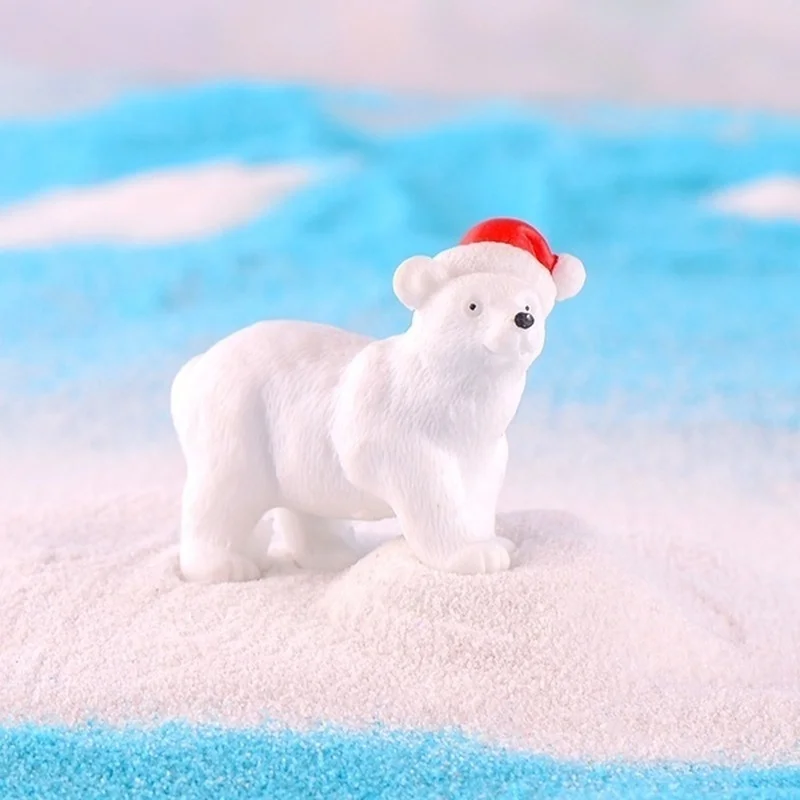3 Teile/satz Tier Miniatur Weihnachten Eisbär Figuren Garten Micro Schnee Landschaft DIY Zubehör – Detail 9