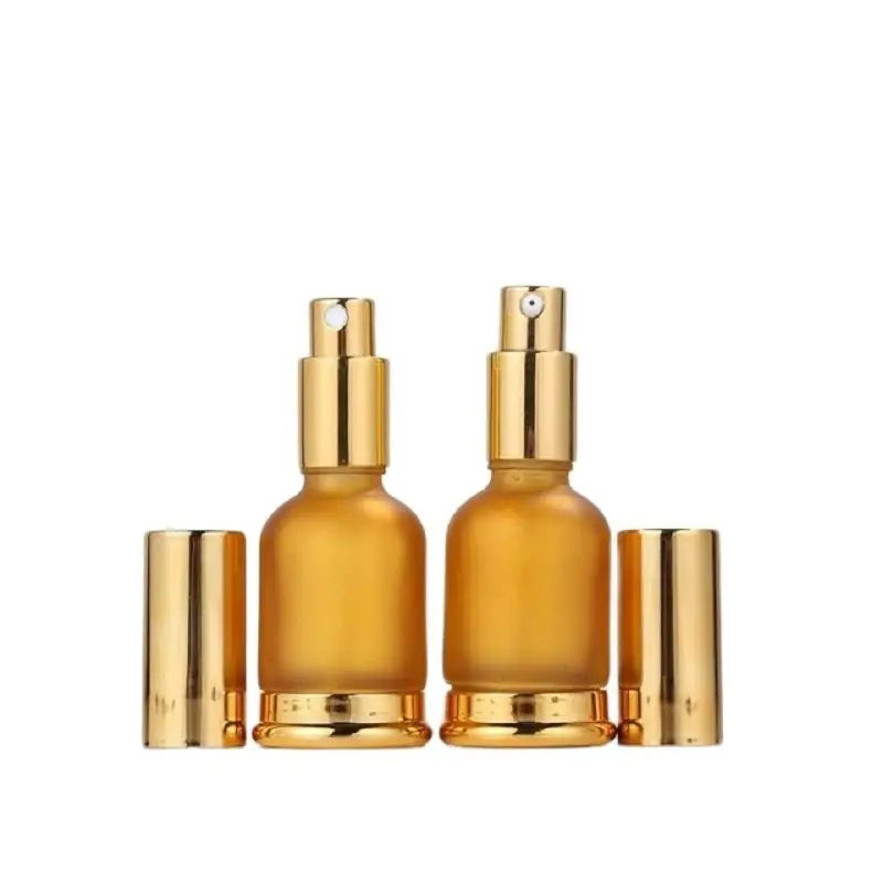 

30ML Perfume Mist Spray Glass Bottle Empty Base Matte Gold Essential Oil Glass Dropper Vials 1oz Cosmetic Lotion Pump Bottle