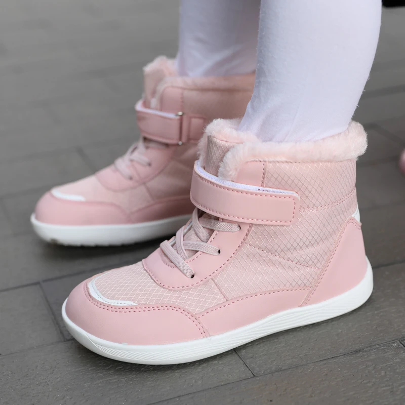 Children's wide toe barefoot snow boots suitable for small/medium/large children thickened waterproof high-top cotton shoes