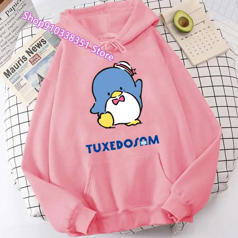 TuxedoSam Hooded For Women 2000s Aesthetic Long Sleeve Street White Hoodie Harajuku Korean Oversize Sweatshirt Ladies Sweater