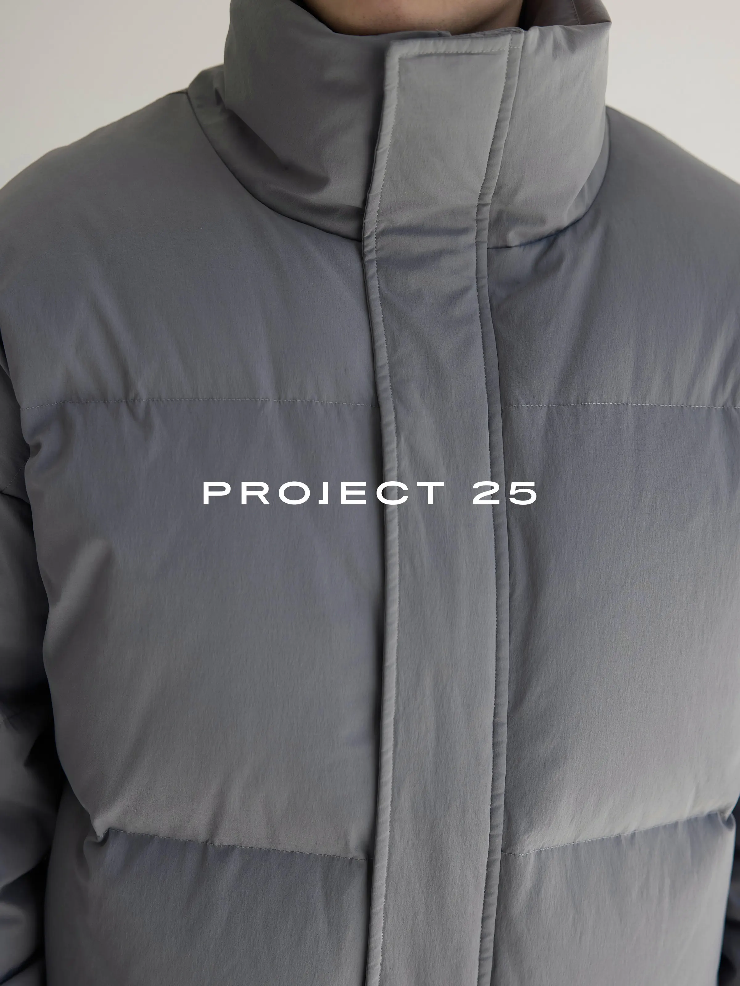 PROJECT 25 Jaket Pendek Pria Baru Isi 90% Bulu Bebek Putih, Bahan Nilon Bertekstur 3-Lapisan, Kerah Tinggi, Model Longgar, Hangat