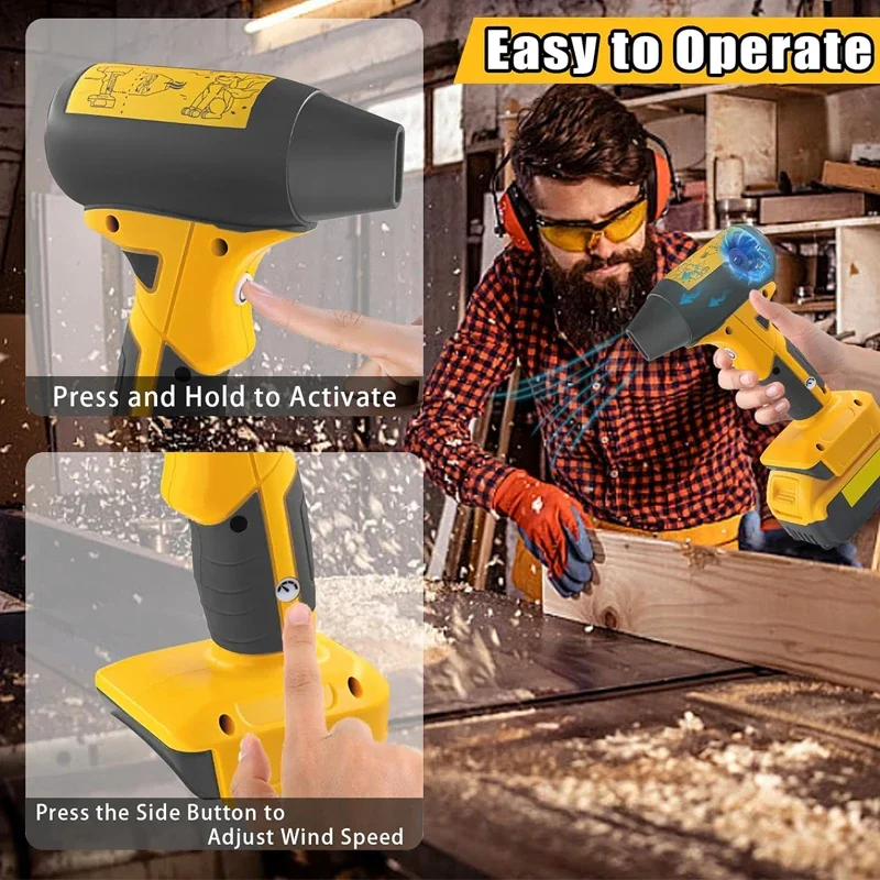 Borstelloze jetblazer voor Dewalt 18V 20V batterij 130000 RPM 4-snelheidsregeling Gewelddadige turboventilator Elektrische luchtstofdoek (geen batterij)