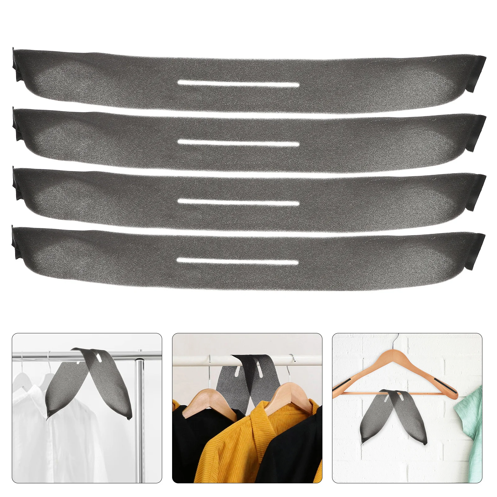 

50Pcs Clothing Hanger Sleeve Non Slip Sponge Shoulder Forms No Marks Design Black Shoulder Hanger Cover Clothing Rack Cover