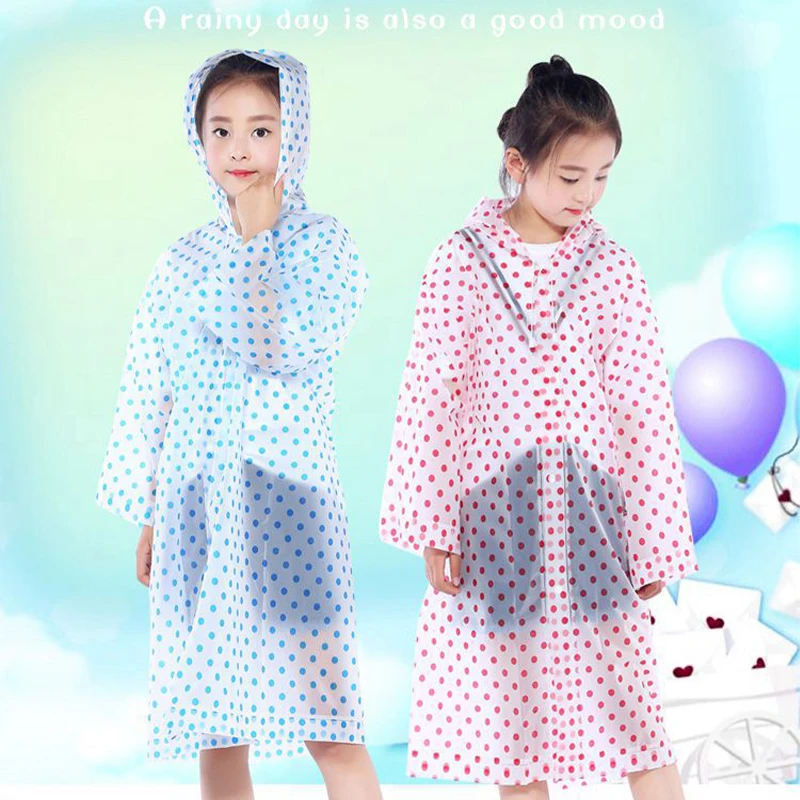 Portable Reusable Rain Coat For Children Kids Colorful Dots Rain Poncho Waterproof Poncho Rainwear Rainwear For Outdoor Travel