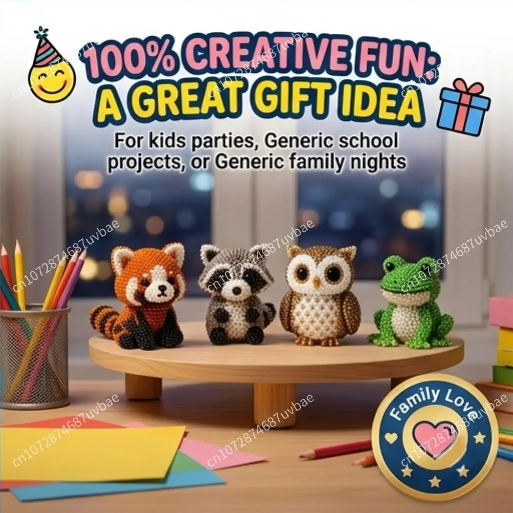 Mini 3D Animal Bead Crafting Set Cute Bird and Animal Jewelry Making Kit Educational Toy For Kids Hand Eye Coordination