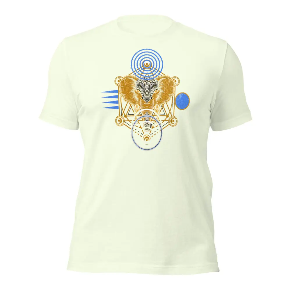 Sacred Geometry T-Shirt Moon & Sun Metatron's Cube Merkaba Elephant Head  High Quality 100%Cotton Short Sleeve