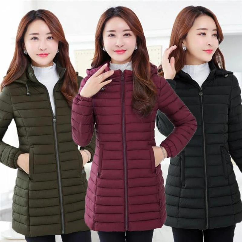 Women Cotton Padded Detachable Hooded Jacket 6XL Winter Warm Coat Loose Medium long Parkas Outwear Female Casual Jackets Tops