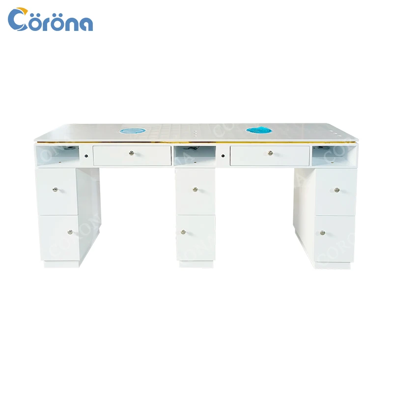 Wood Double Nail Tech Table Manicure Furniture Professional Nail Desk Table