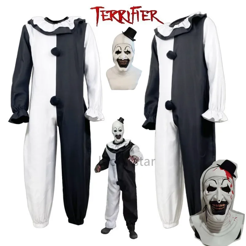 Disfraz de payaso de arte para hombres y mujeres, Cosplay de película, Terrifier 2, máscara de mono, máscara de Halloween