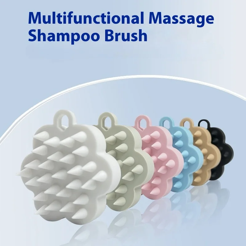 Japanese Style Silicone Hair Massager Comb Massager Bath Scalp Massage Brush Flower Design for Hair Care Gentle Exfoliating
