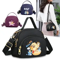 Bluey Women Crossbody Zipper Mobile Phone Small Square Shoulder Bag Handbag Bluey Bingo Chilli Dog Family Cartoon Portable Purse