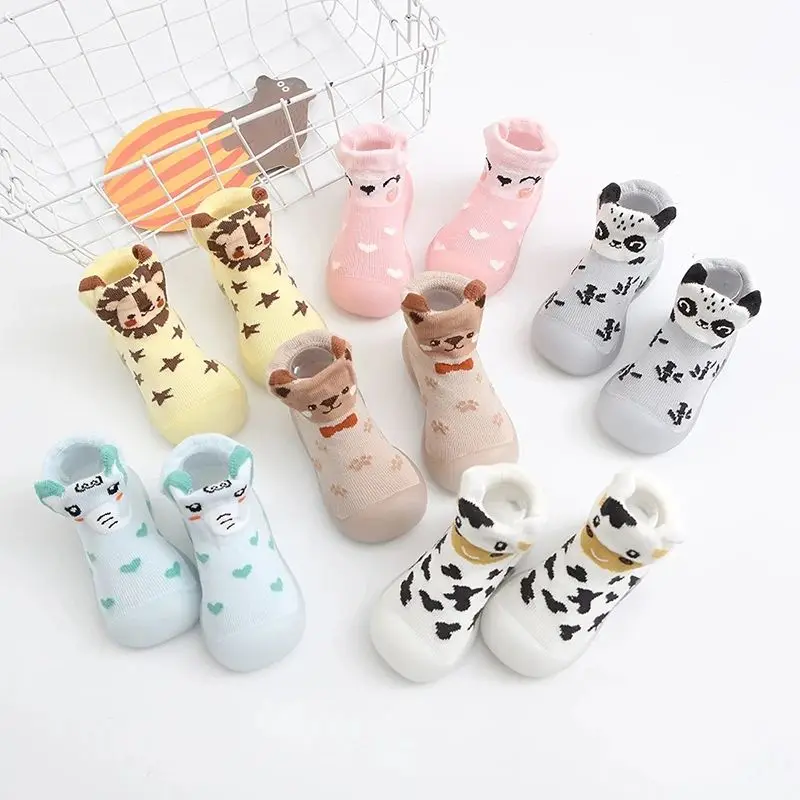 Autumn Winter Toddler Baby First Shoes 6M-3Y Children\'s Indoor Anti-Slip Cartoon Socks Shoes Rubber Sole Animal Cotton Walkers