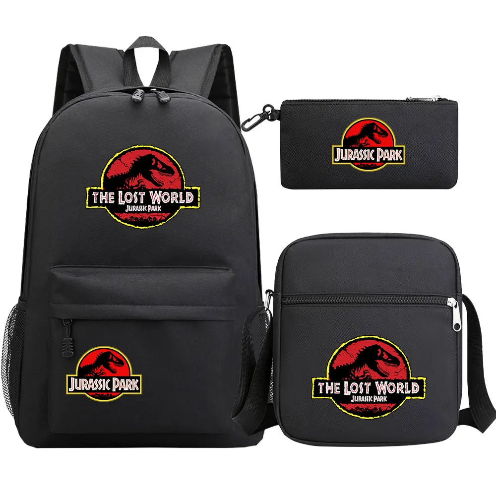 Jurassic Park World Dinosaur Girl Boy Kids Book zaino borsa a tracolla per scuola per studenti borsa a matita 3 pezzi Set zaino per adolescenti